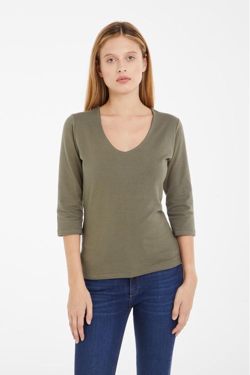 REMERA 3/4 BASIC CALA VERDE